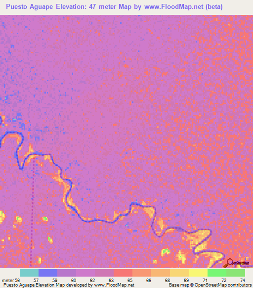 Puesto Aguape,Paraguay Elevation Map