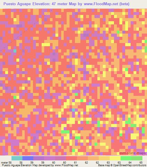 Puesto Aguape,Paraguay Elevation Map