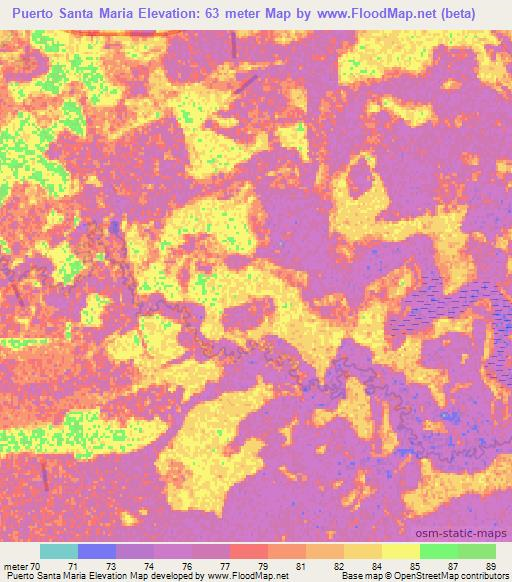 Puerto Santa Maria,Paraguay Elevation Map