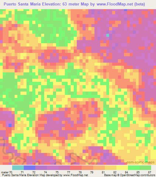Puerto Santa Maria,Paraguay Elevation Map