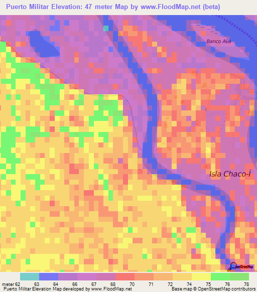 Puerto Militar,Paraguay Elevation Map