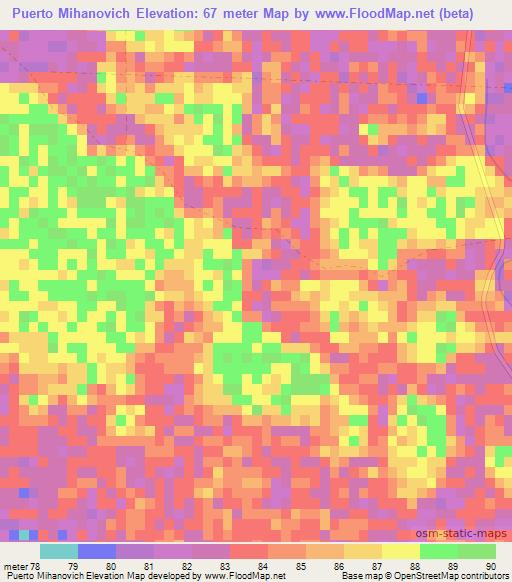 Puerto Mihanovich,Paraguay Elevation Map