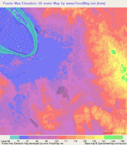 Puerto Max,Paraguay Elevation Map