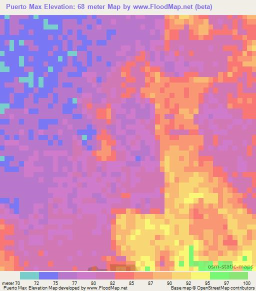 Puerto Max,Paraguay Elevation Map