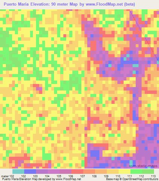 Puerto Maria,Paraguay Elevation Map