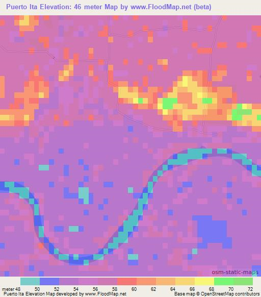 Puerto Ita,Paraguay Elevation Map