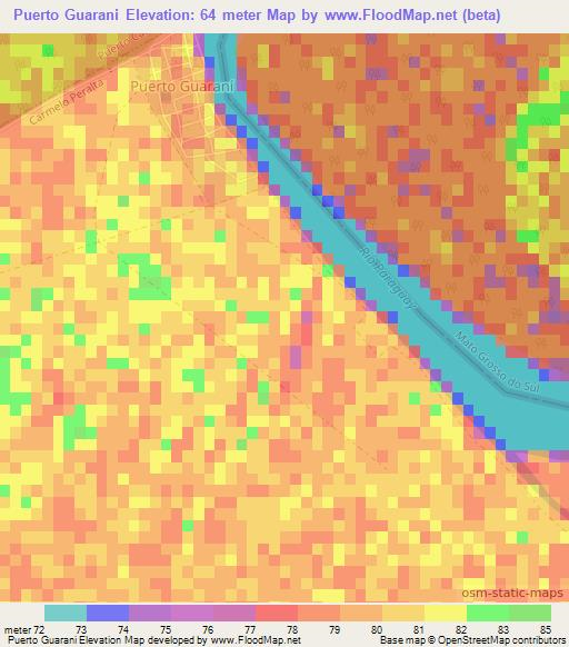 Puerto Guarani,Paraguay Elevation Map