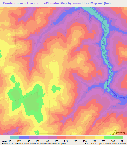 Puerto Curuzu,Paraguay Elevation Map