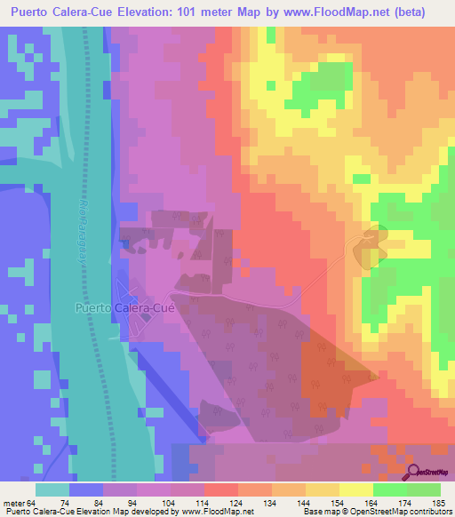 Puerto Calera-Cue,Paraguay Elevation Map