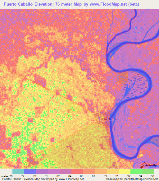 Puerto Caballo,Paraguay Elevation Map