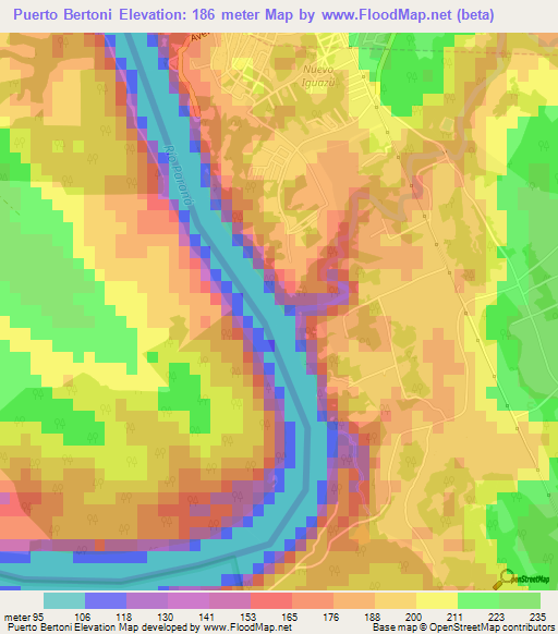 Puerto Bertoni,Paraguay Elevation Map