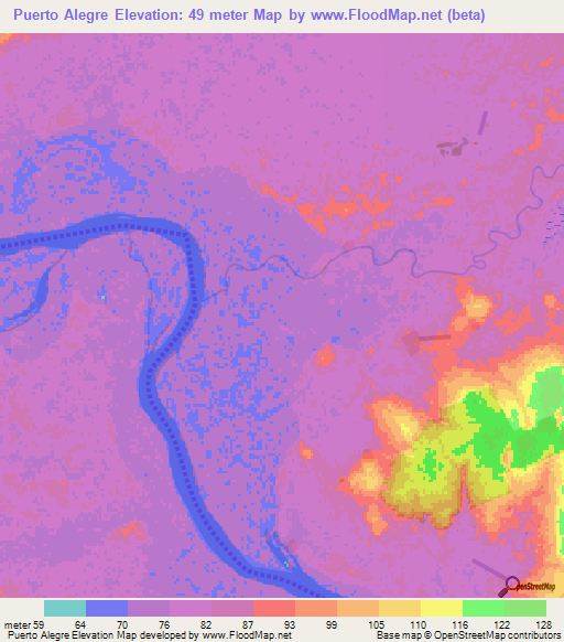 Puerto Alegre,Paraguay Elevation Map