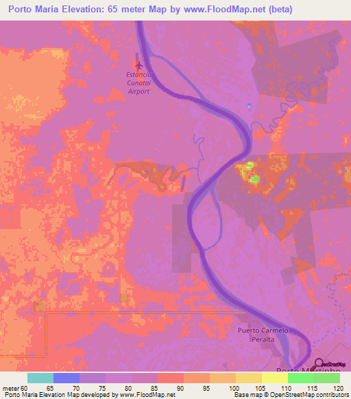 Porto Maria,Paraguay Elevation Map