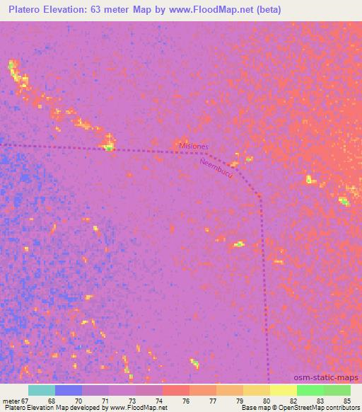 Platero,Paraguay Elevation Map