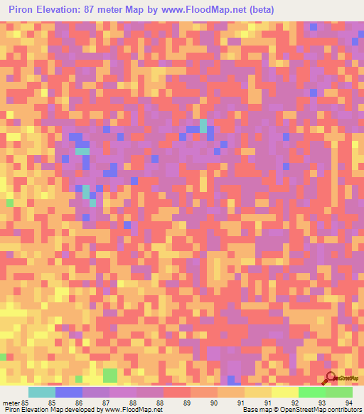 Piron,Paraguay Elevation Map
