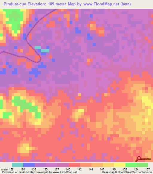 Pindura-cue,Paraguay Elevation Map