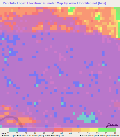 Panchito Lopez,Paraguay Elevation Map