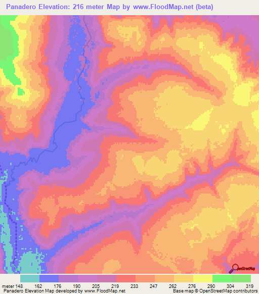 Panadero,Paraguay Elevation Map