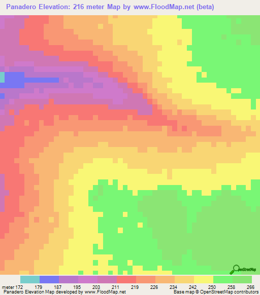 Panadero,Paraguay Elevation Map