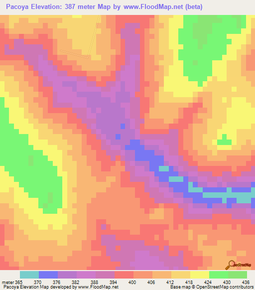 Pacoya,Paraguay Elevation Map