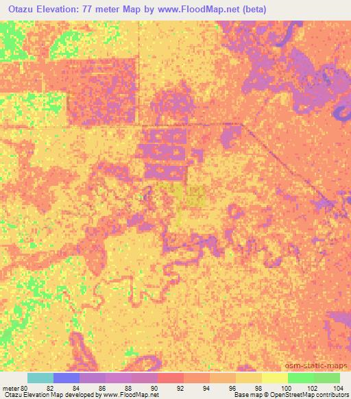 Otazu,Paraguay Elevation Map
