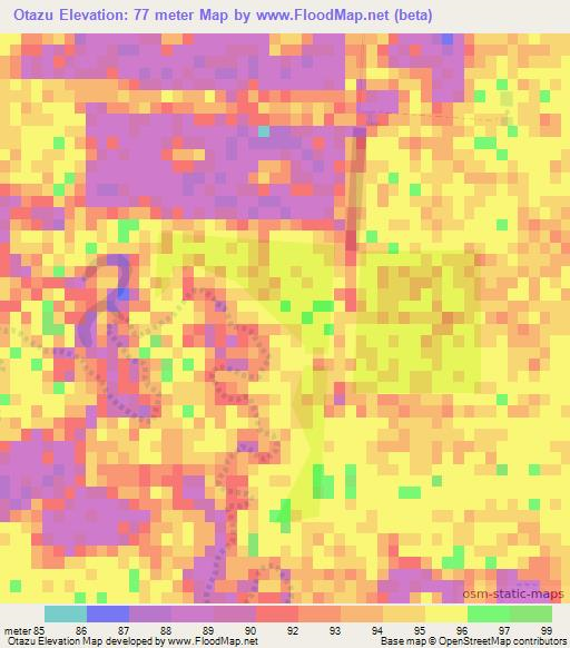 Otazu,Paraguay Elevation Map