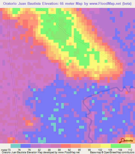 Oratorio Juan Bautista,Paraguay Elevation Map