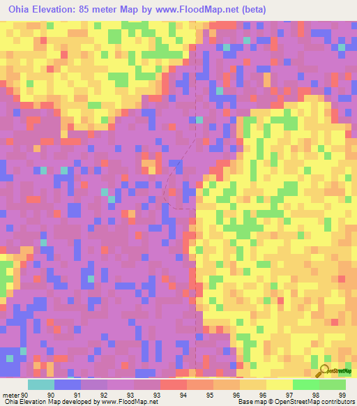 Ohia,Paraguay Elevation Map