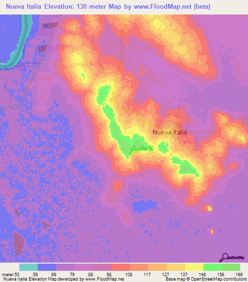 Nueva Italia,Paraguay Elevation Map