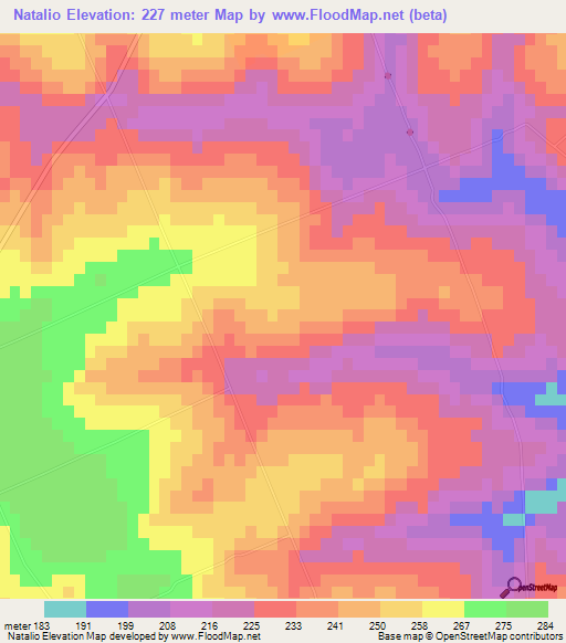 Natalio,Paraguay Elevation Map