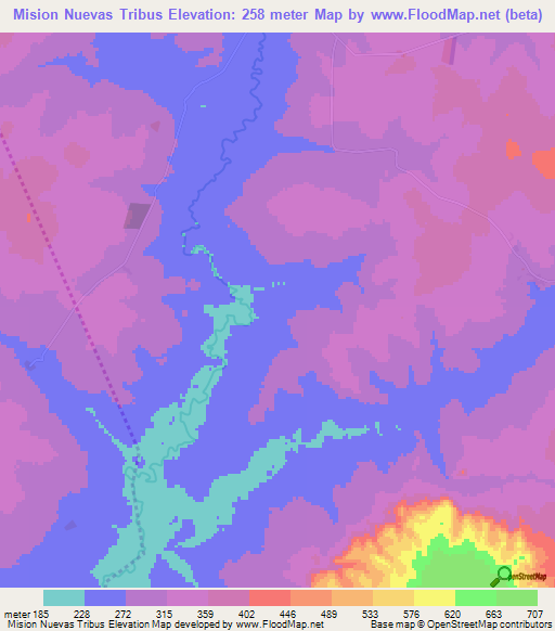 Mision Nuevas Tribus,Paraguay Elevation Map