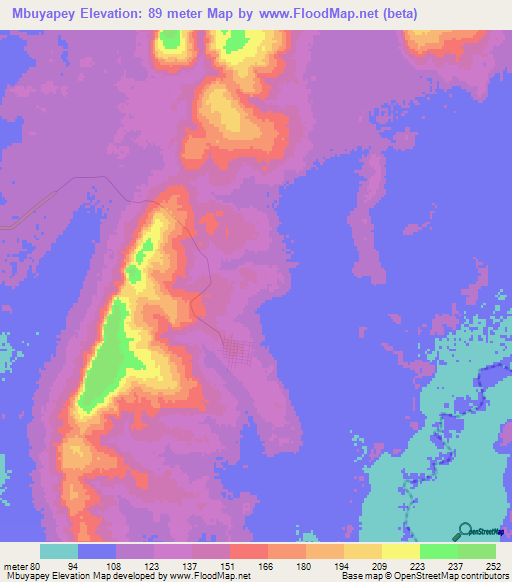 Mbuyapey,Paraguay Elevation Map