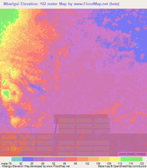 Mbarigui,Paraguay Elevation Map
