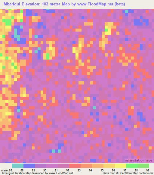 Mbarigui,Paraguay Elevation Map