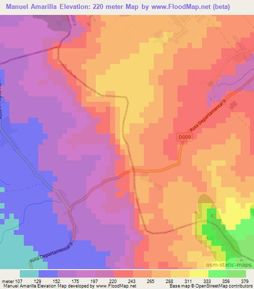 Manuel Amarilla,Paraguay Elevation Map