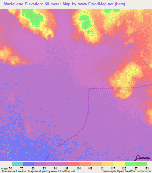 Maciel-cue,Paraguay Elevation Map