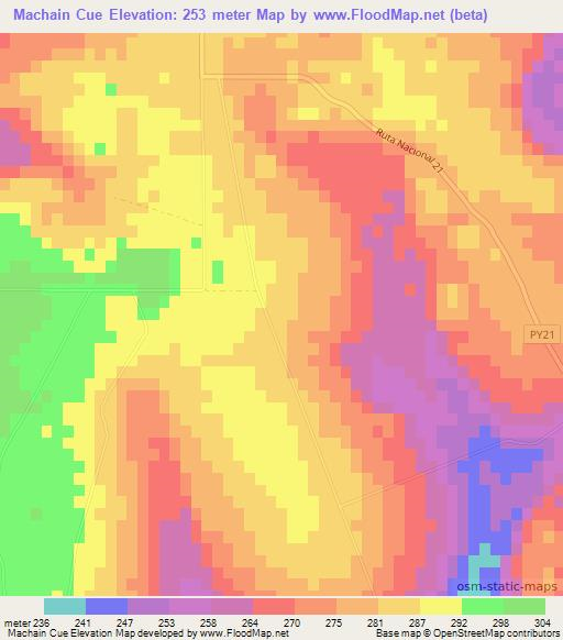 Machain Cue,Paraguay Elevation Map