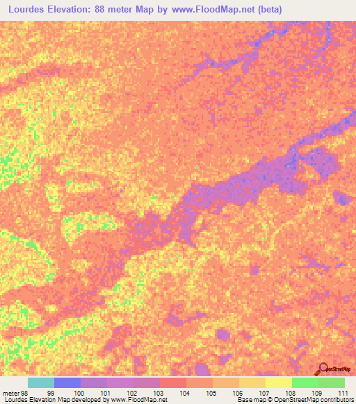 Lourdes,Paraguay Elevation Map