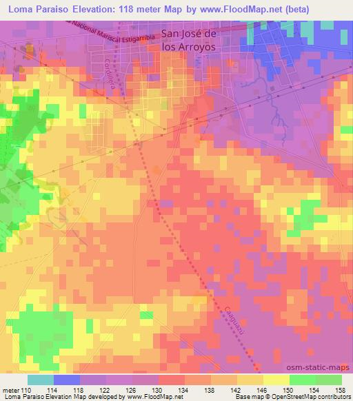 Loma Paraiso,Paraguay Elevation Map