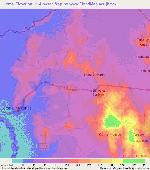 Loma,Paraguay Elevation Map