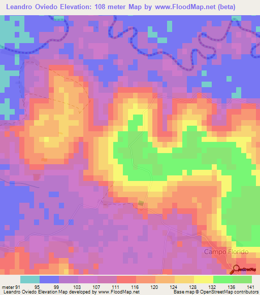 Leandro Oviedo,Paraguay Elevation Map