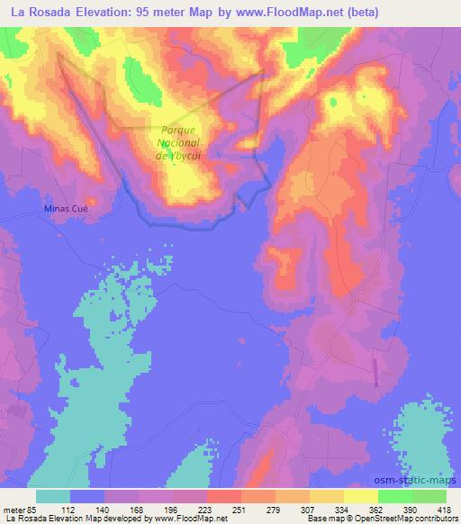 La Rosada,Paraguay Elevation Map