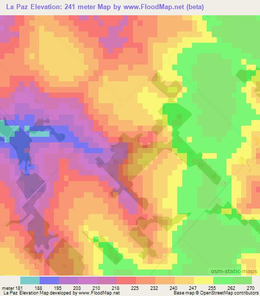 La Paz,Paraguay Elevation Map