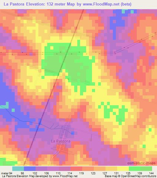La Pastora,Paraguay Elevation Map