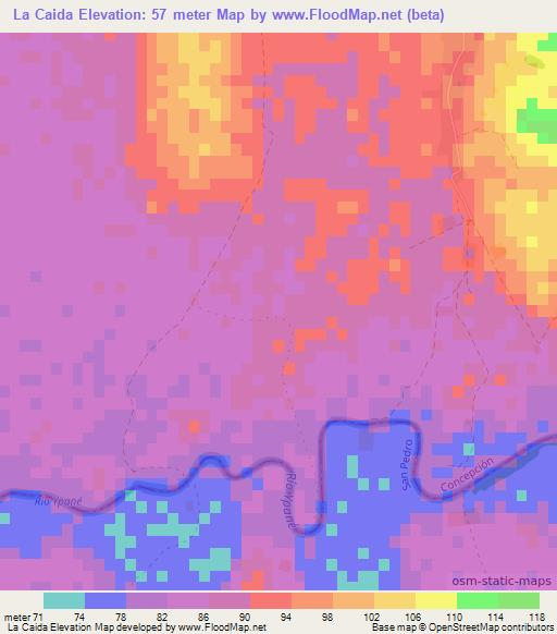 La Caida,Paraguay Elevation Map