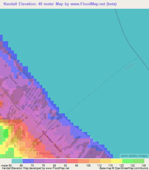 Kendall,Paraguay Elevation Map