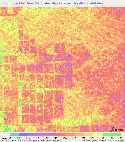 Juan Cue,Paraguay Elevation Map