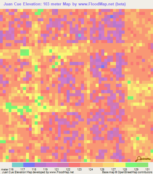 Juan Cue,Paraguay Elevation Map
