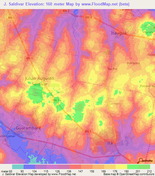 J. Saldivar,Paraguay Elevation Map