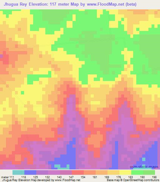 Jhugua Rey,Paraguay Elevation Map